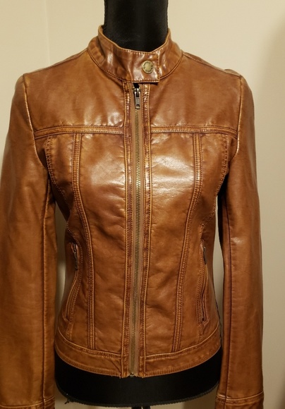 Guess Jackets & Blazers - Guess Faux Leather Fitted Bomber Jacket size S